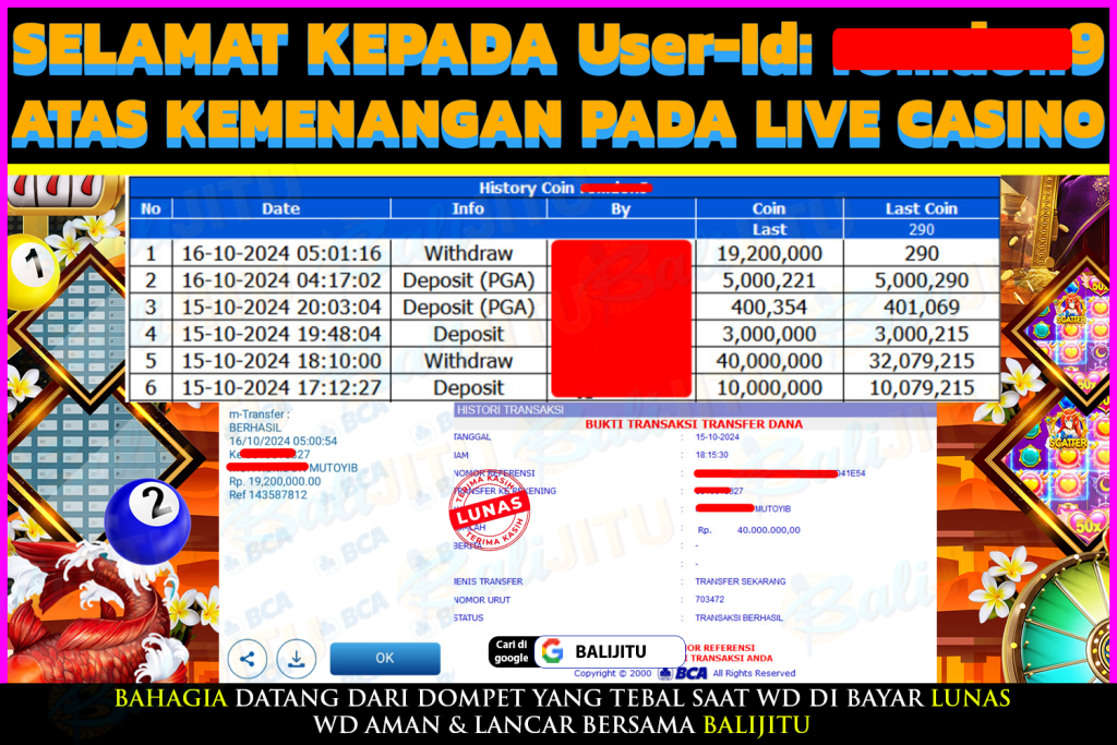 BUKTI MENANG MEMBER BALIJITU 27/10/2024