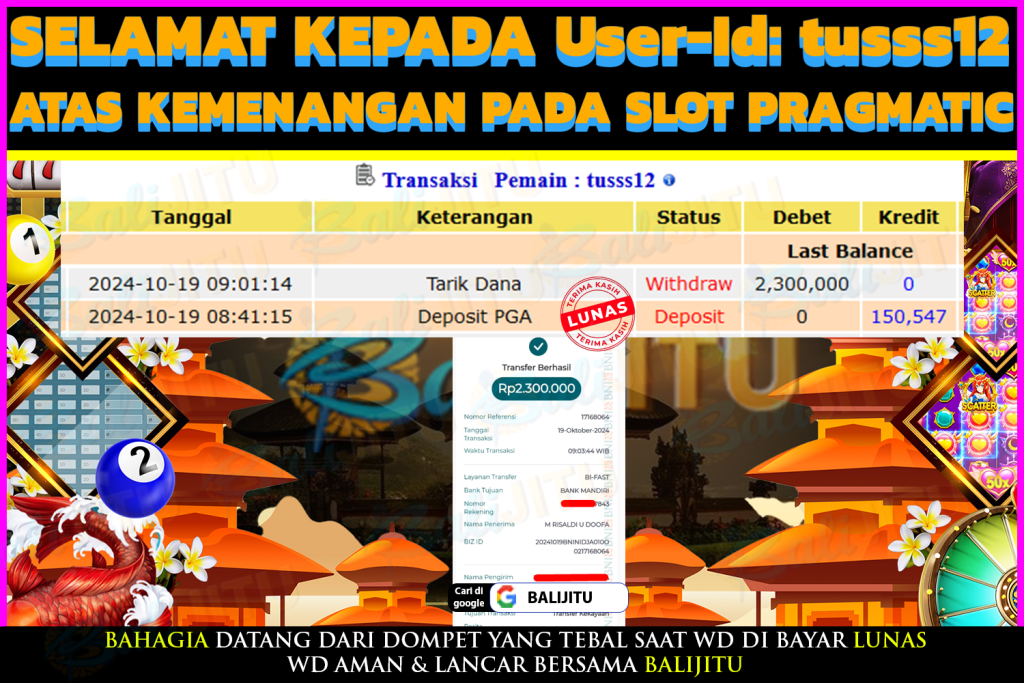 BUKTI MENANG MEMBER BALIJITU 28/10/2024