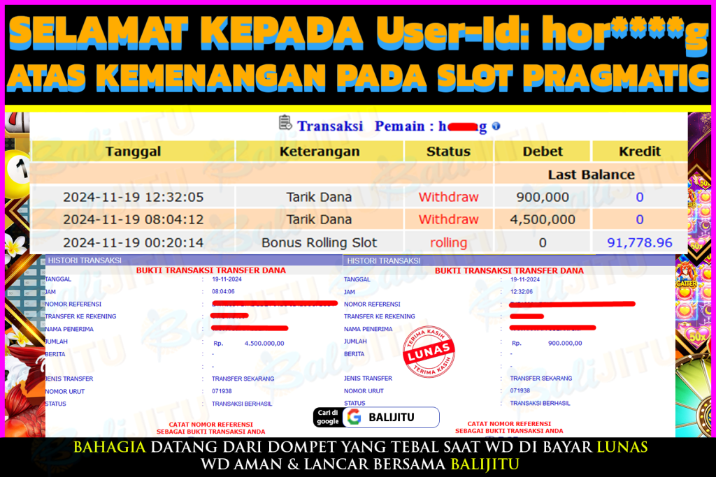 BUKTI MENANG MEMBER BALIJITU 23/11/2024