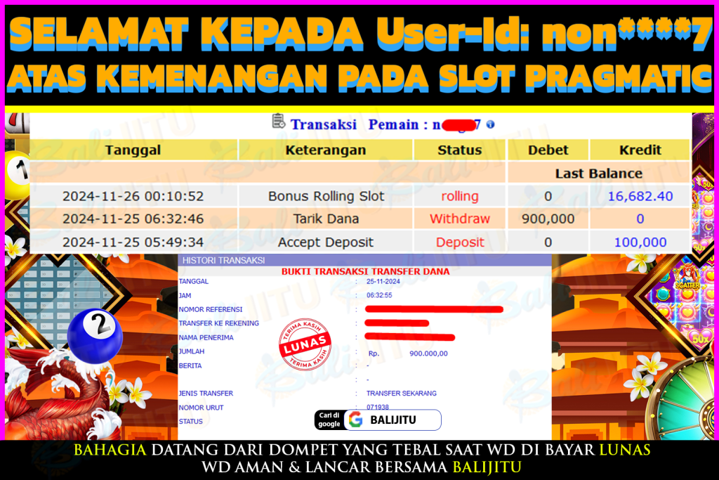 BUKTI MENANG MEMBER BALIJITU 28/11/2024