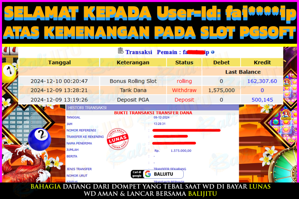 BUKTI MENANG MEMBER BALIJITU 13/12/2024