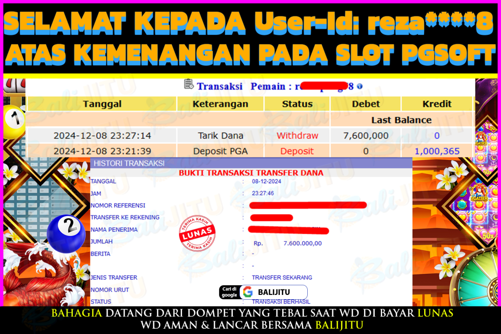 BUKTI MENANG MEMBER BALIJITU 11/12/2024