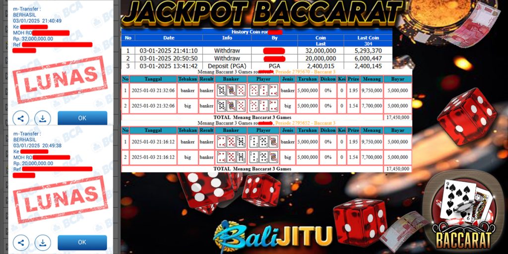 BUKTI KEMENANGAN MEMBER BALIJITU 03/01/2025