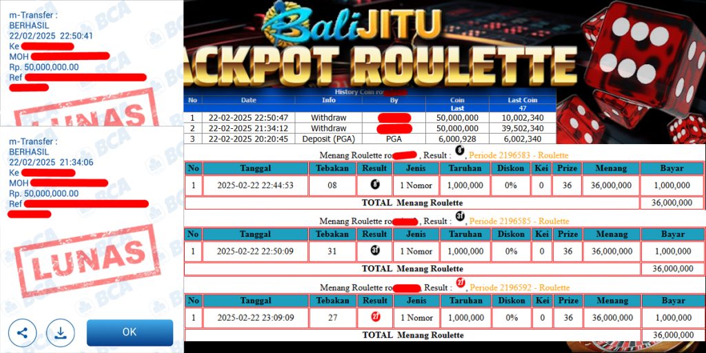 BUKTI KEMENANGAN MEMBER BALIJITU 22/02/2025